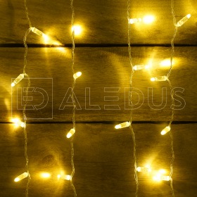 ALEDUS Занавес ALEDUS 2x1 м, прозрачный провод, ПВХ, теплый белый, без мерцания