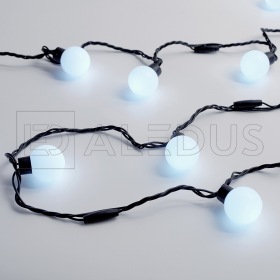 ALEDUS Гирлянда с шариками ALEDUS 5 м, черный провод, ПВХ, белый