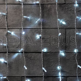 ALEDUS Занавес ALEDUS 2x1.5 м, белый провод, ПВХ, белый, с мерцанием