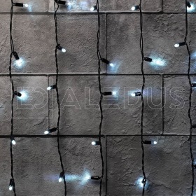 ALEDUS Занавес ALEDUS 2x3 м, черный провод, ПВХ, белый, с мерцанием