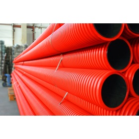 Промрукав Труба гофрированная двустенная ПЭ жесткая тип 450 (SN14) красная д90 6м (36м/уп) Промрукав