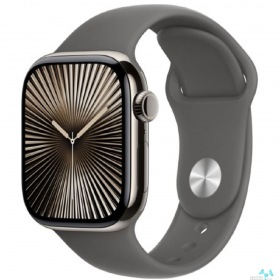 Apple Apple Watch Series 10 + Cellular 42mm Natural Titanium Case with Stone Grey Sport Band - M/L (MWXE3ZP/A)