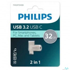 PHILIPS PHILIPS USB Drive 32Gb PHILIPS 2-in-1 USB 3.2 USB C, OTG, USB 3.2/Type-C, Металл, 100 MB/s