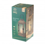 Фонарь декоративный со свечкой, корпус из дерева, бежевый, 15х15х38cм, теплый белый NEON-NIGHT | Фото 7