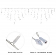 Бахрома (Айсикл) 4,0х0,6м 128 LED ТЕПЛЫЙ БЕЛЫЙ белый каучук 2,3мм IP67 эффект мерцания 230В нужен блок 315-001 | Фото 1