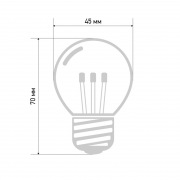 Лампа шар e27 6 LED  Ø45мм - синяя, прозрачная колба, эффект лампы накаливания | Фото 3