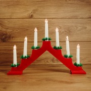 Новогодняя горка 7 свечек, цвет корпуса: Красный, цвет свечения: ТЕПЛЫЙ БЕЛЫЙ | Фото 1