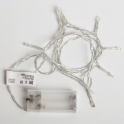 Гирлянда светодиодная универсальная 10 LED, 1,2 метра, прозрачный ПВХ, теплое белое свечение, батарейки 2хАА NEON-NIGHT | Фото 4