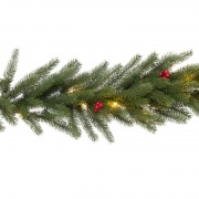 Еловый шлейф с ягодами и гирляндой NEON-NIGHT 1.8 м, 30 LED, 31 В, литой, теплое белое свечение | Фото 3