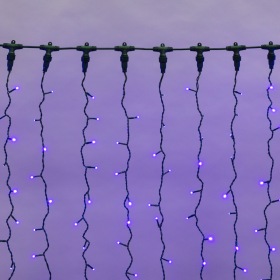 NEON-NIGHT ДОЖДЬ (занавес) 2х1,5м, черный ПВХ, IP54, 360 LED СИНИЕ  (шнур питания в комплекте)