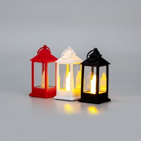 NEON-NIGHT Фонарь декоративный (фигура) со свечкой 5,5х5,5х12,5см, цвет корпуса белый/красный/ черный, цвет свечения теплый белый, питание 3xLR1130 (в комплекте) NEON-NIGHT