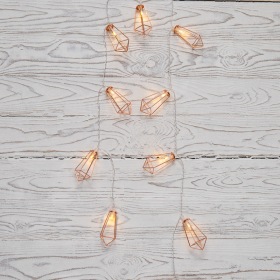 NEON-NIGHT Гирлянда светодиодная «Кристаллы» бронзовые 10 LED, 1,5 м, прозрачный ПВХ, теплый белый свет свечения, 2 х АА (батарейки не в комплекте) NEON-NIGHT