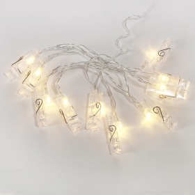 NEON-NIGHT Гирлянда светодиодная «Прищепки» 10 LED, 1.5 м, прозрачный ПВХ, теплый белый цвет свечения, 2 х АА (батарейки не в комплекте) NEON-NIGHT