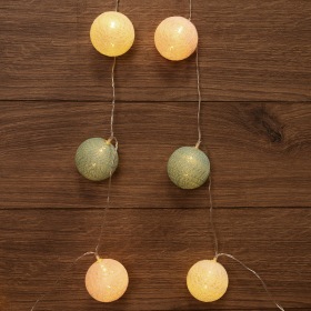 NEON-NIGHT Тайские фонарики «Перламутр» 3.5 м, 20 LED, прозрачный ПВХ, цвет свечения теплый белый, 2 х АА (батарейки не в комплекте) NEON-NIGHT