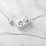 Удлинитель 2 гнезда, 3м, 3х0,75мм², с/з, белый PROconnect | Фото 1