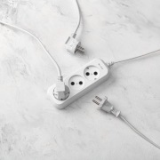 Удлинитель 3 гнезда, 1,5м, 2х0,75мм², б/з, белый PROconnect | Фото 1