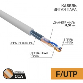 PROCONNECT Кабель FTP  2PR  24AWG  CAT5e  305м  CCA   PROCONNECT