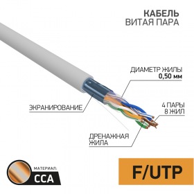 PROCONNECT Кабель FTP 4PR 24AWG CAT5e 305м CCA PROCONNECT