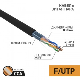 PROCONNECT Кабель FTP 4PR 24AWG CAT5e OUTDOOR, 305м CCA PROCONNECT