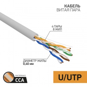 PROCONNECT Кабель UTP 4PR 26AWG CAT5e 305м CCA PROCONNECT LIGHT