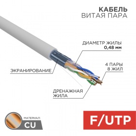 PROCONNECT Кабель витая пара PROconnect FTP 4PR 24AWG, CAT5e (бухта 100 м)