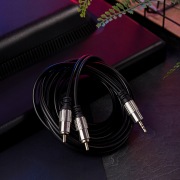Шнур 3.5 Stereo Plug - 2RCA Plug 1.5М (GOLD) металл | Фото 1