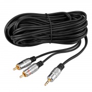 Шнур 3.5 Stereo Plug-2RCA Plug 5М (GOLD)-металл | Фото 1