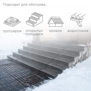 Кабель греющий для обогрева кровли, водостоков, площадок, ступеней ГРК-30-660-22/22м REXANT | Фото 1