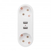 Двойник электрический линейный 16А с/з, 2 USB-разъема, 2,4А, белый REXANT | Фото 1