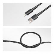Кабель USB-A – Lightning, 2,4А, 1м, в черной нейлоновой оплетке, со световой индикацией REXANT | Фото 2