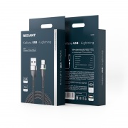 Кабель USB-A – Lightning, 2,4А, 1м, в черной нейлоновой оплетке, с LED-подсветкой REXANT | Фото 3