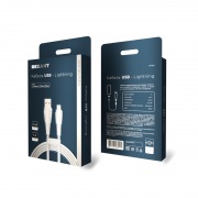 Кабель USB-A – Lightning, 2,4А, 1м, в белой нейлоновой оплетке REXANT | Фото 3