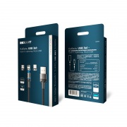 Кабель USB 3в1 со съемными магнитными портами, Type-С (2A), Lightning (2,4A), Micro USB (2A), 1,2м, в черной оплетке, с LED подсветкой REXANT | Фото 3