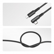 Кабель Type-C – Type-C, 5А, 100Вт, 1м, в черной нейлоновой оплетке, с угловым штекером и световой индикацией REXANT | Фото 2