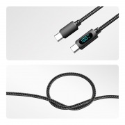 Кабель Type-C – Type-С, 5A, 100Вт, 1м, в черной нейлоновой оплетке, с LED дисплеем REXANT | Фото 2