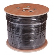 Кабель витая пара U/UTP, CAT 5е, PE, 10PR, 24AWG, внешний, однопроволочный, черный, 305м, РФ REXANT | Фото 1