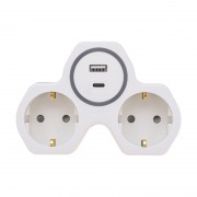 Двойник электрический (разветвитель) 16А с/з, разъемы USB-A и USB-C с защитными шторками, белый REXANT | Фото 3