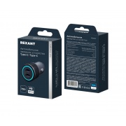 Автомобильное зарядное устройство c двумя портами (USB-C + USB-С) c LED-подсветкой, 75Вт REXANT | Фото 1