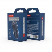 Автомобильное зарядное устройство c двумя портами (USB-А + USB-A) со световой индикацией, 12Вт, черное REXANT | Фото 1
