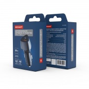 Автомобильное зарядное устройство c двумя портами (USB-A QC 3.0 + USB-C PD) cо световой индикацией, 20Вт, черное REXANT | Фото 1