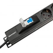 Блок распределения питания PDU вертикальный 20 розеток СЕЕ 7/4 Schuko 16А автомат защиты алюм корп шнур 2м вилка СЕЕ 7/7 Schuko черный REXANT | Фото 2