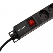 Блок распределения питания PDU вертикальный 12 розеток СЕЕ 7/4 Schuko 16A выкл алюм корп шнур 2м вилка СЕЕ 7/7 Schuko черный REXANT | Фото 2