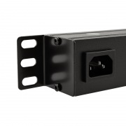 Блок распределения питания PDU горизонтальный 1U 8 розеток СЕЕ 7/4 Schuko 10A выкл алюм корп гнездо C14 черный REXANT | Фото 3