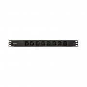 Блок распределения питания PDU горизонтальный 1U 8 розеток C13 10A без выкл алюм корп шнур 2м вилка C14 черный REXANT | Фото 1