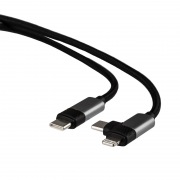 Кабель 2в1 Type-C, Type-C, Lightning 65Вт, 1м, в черной нейлоновой оплетке REXANT | Фото 3