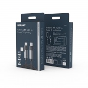 Кабель 2в1 Type-C, Type-C, Lightning 65Вт, 1м, в черной нейлоновой оплетке REXANT | Фото 5