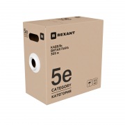 Кабель витая пара U/UTP, CAT 5e, LSZH нг(А)-HF, 4PR, 24AWG, внутренний, однопроволочный, серый, 305м, РФ REXANT | Фото 1