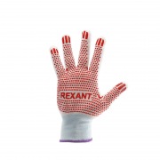 Перчатки х/б белые нейлоновые («Точка» ПВХ) REXANT | Фото 1