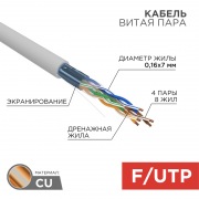 Кабель FTP 4PR 24AWG CAT5e 305м STRANDED REXANT | Фото 1
