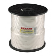 Кабель RG-59U+CU, (64%), 75 Ом, 305м. , белый REXANT | Фото 1